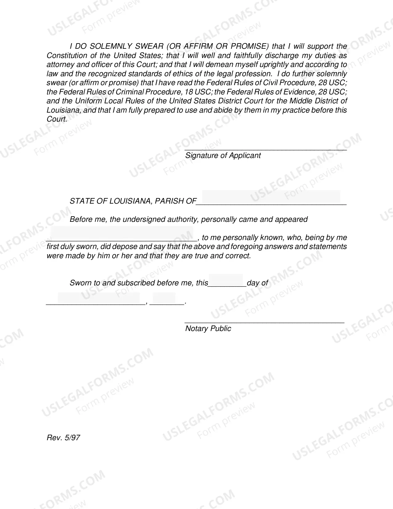 Preview Application and Motion for Admission to Practice