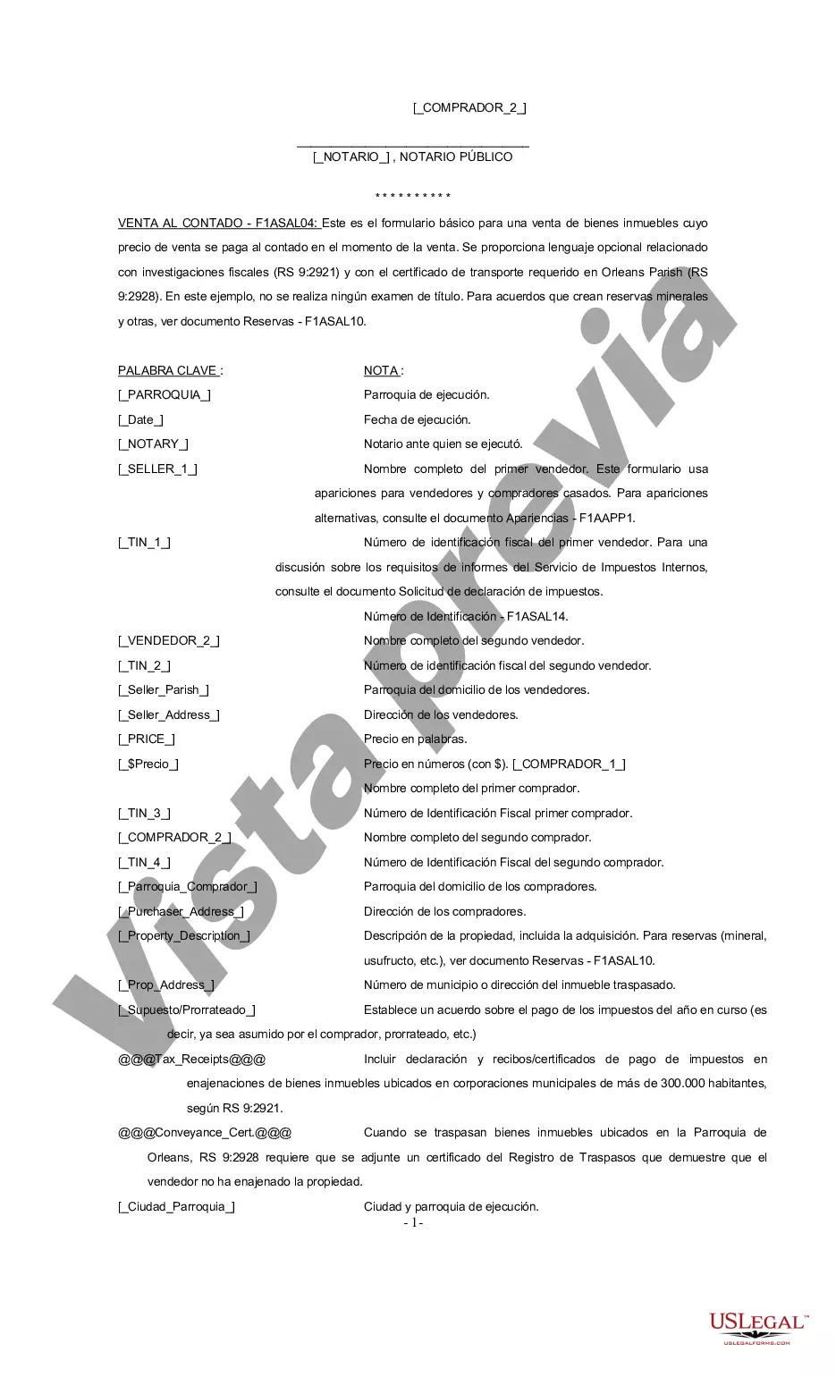 Preview Acto de Venta en Efectivo