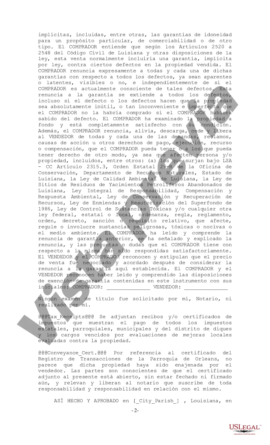 Preview Acto de Venta al Contado sin Garantía