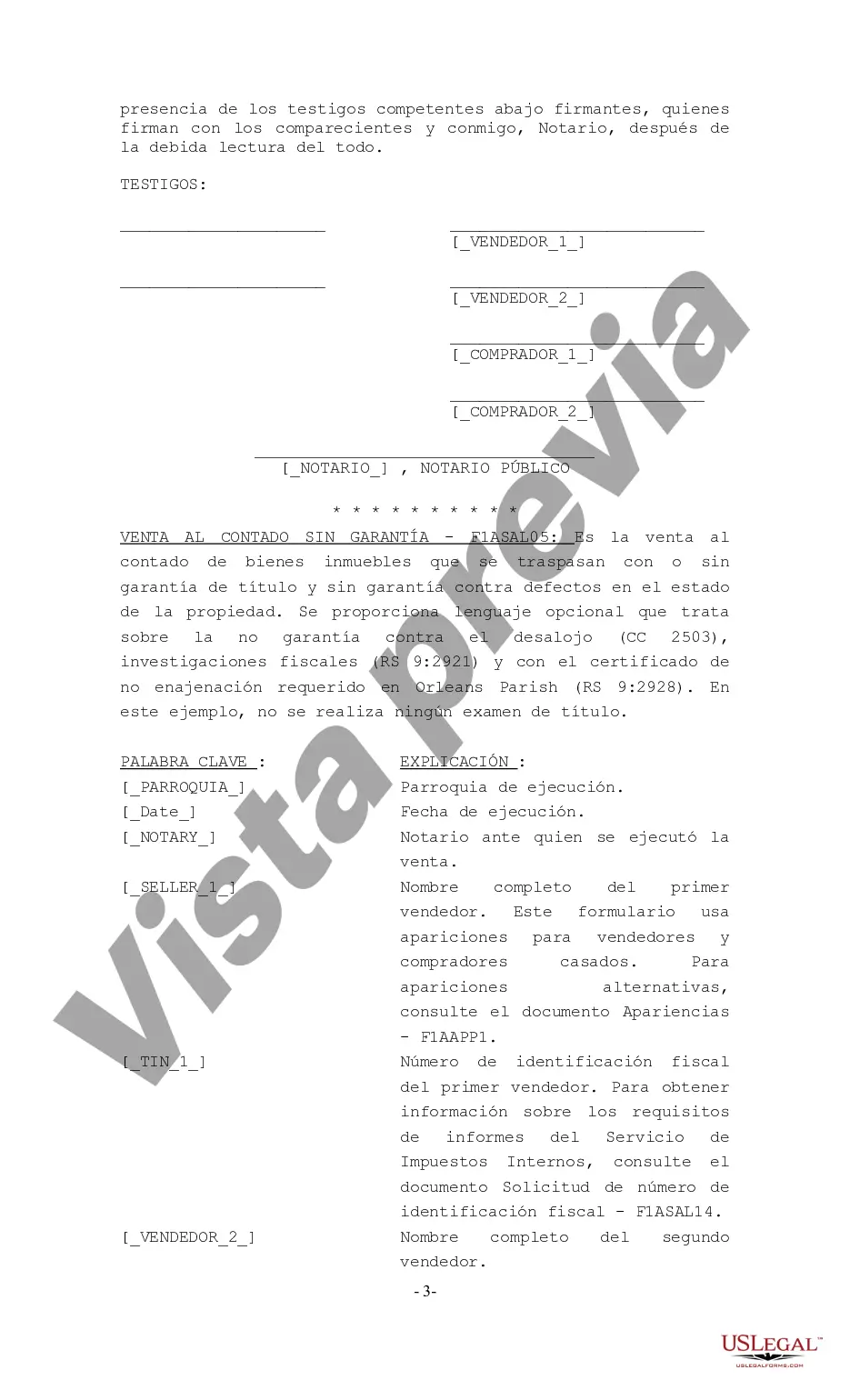 Preview Acto de Venta al Contado sin Garantía