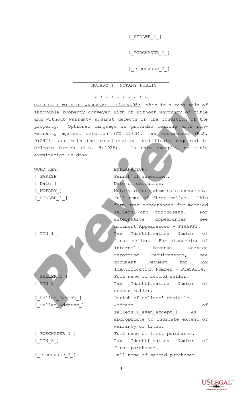 Get Act of Cash Sale without Warranty Preview Act of Cash Sale without Warranty