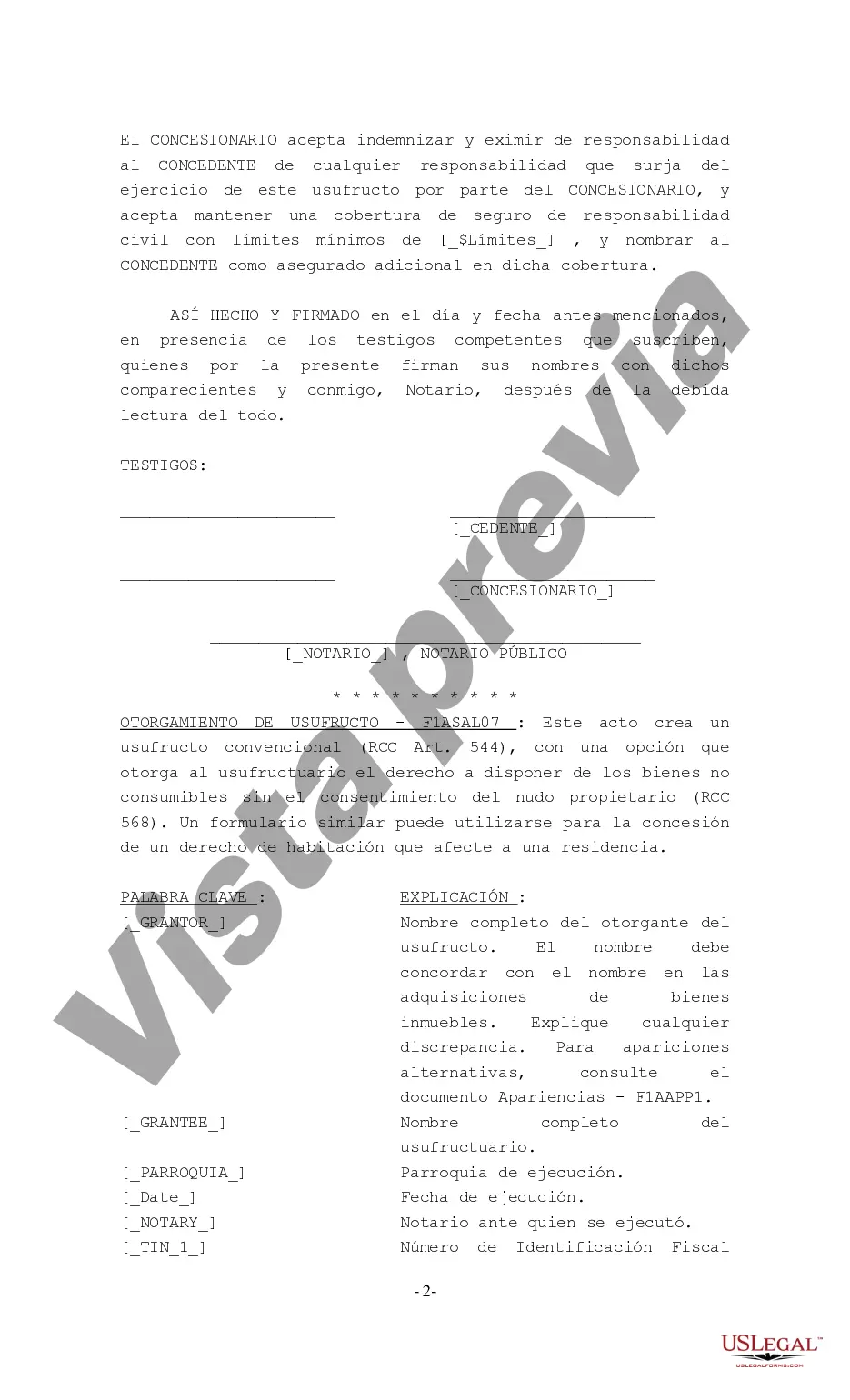 Preview Otorgamiento de Usufructo