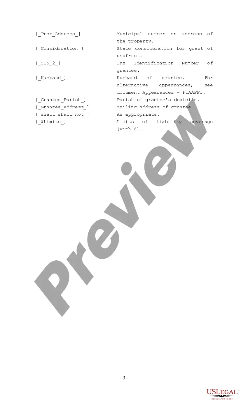 Preview Grant of Usufruct