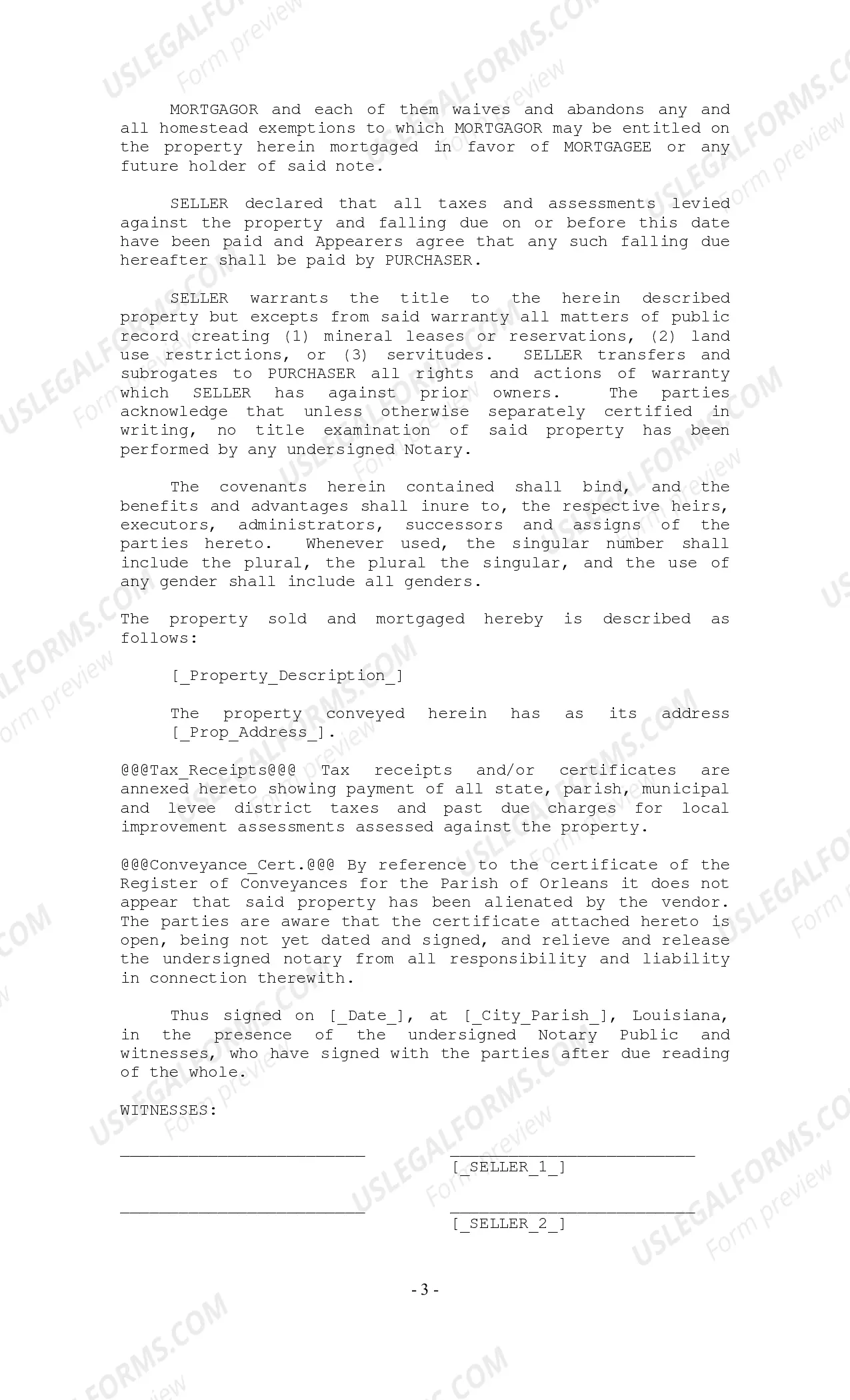 Preview Sale and Mortgage