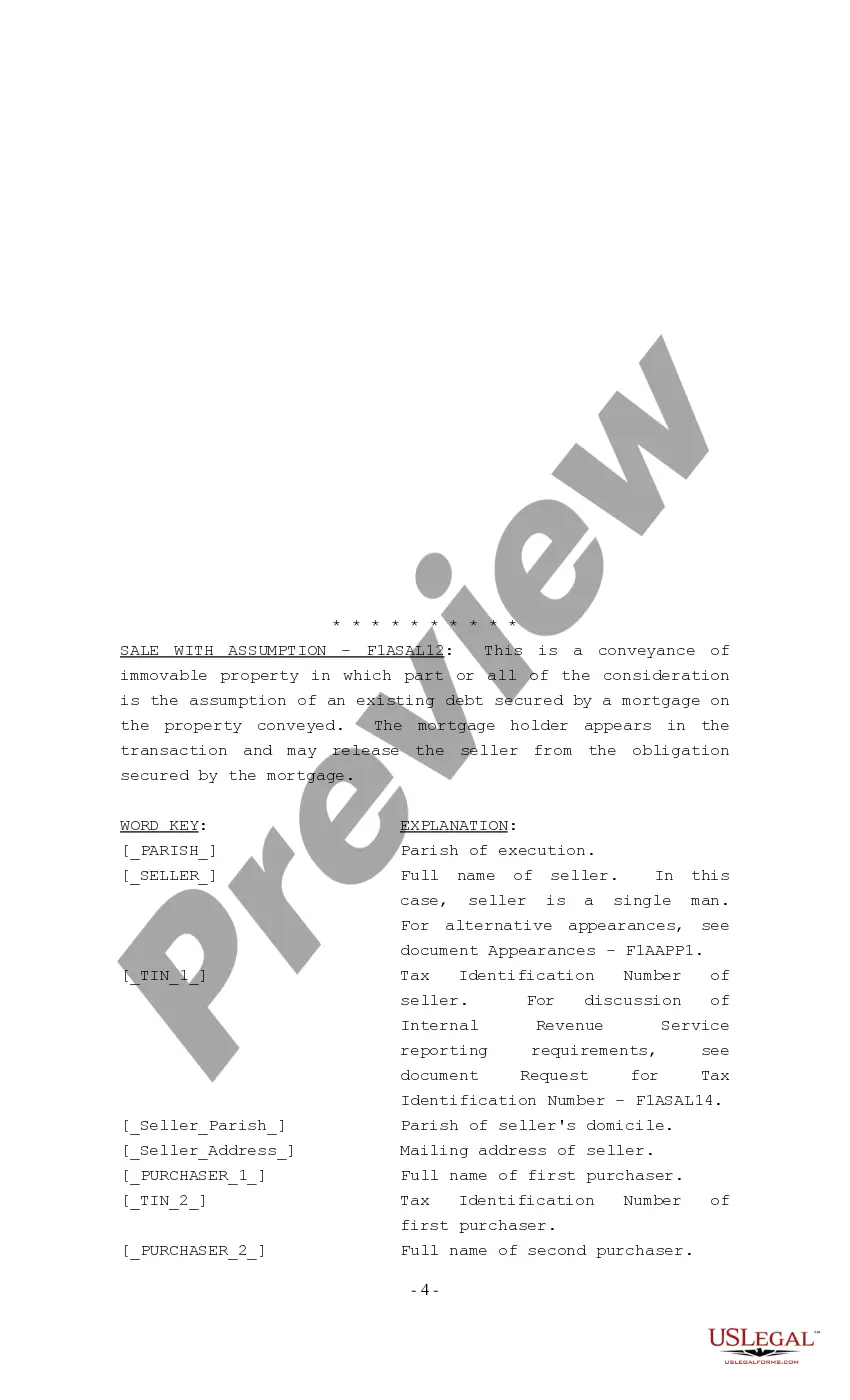 Preview Sale with Assumption of Mortgage