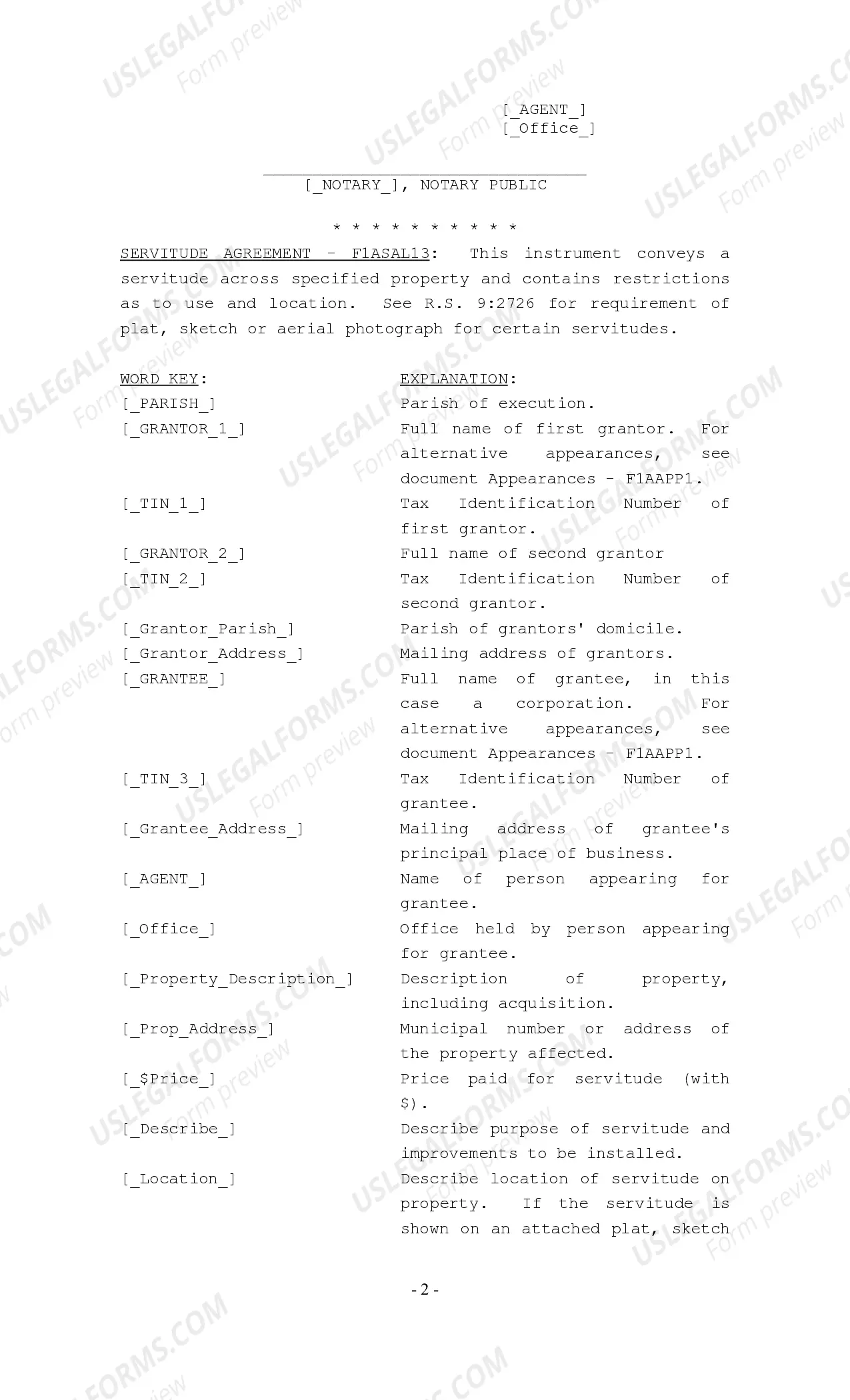 Preview Servitude Agreement