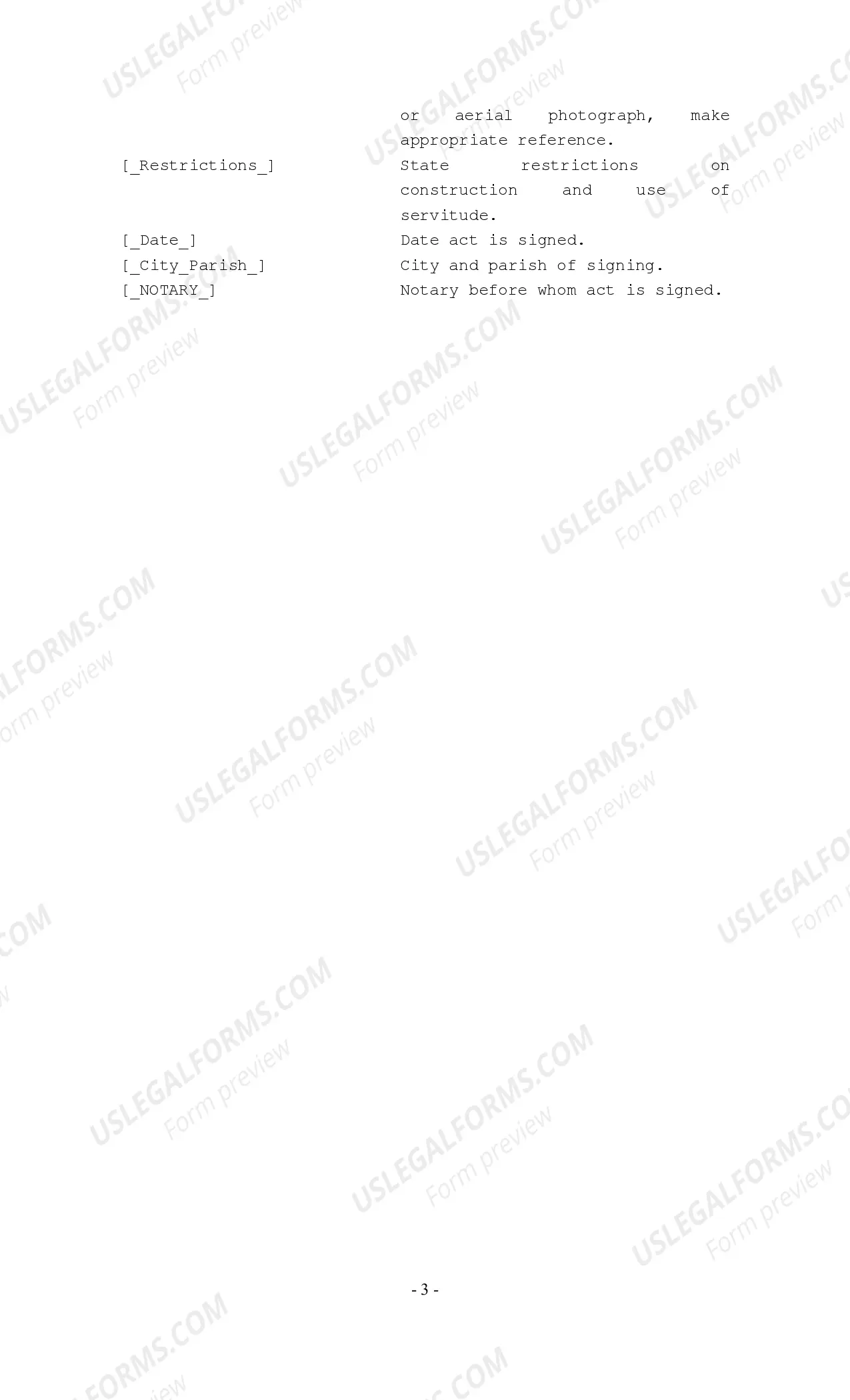 Preview Servitude Agreement