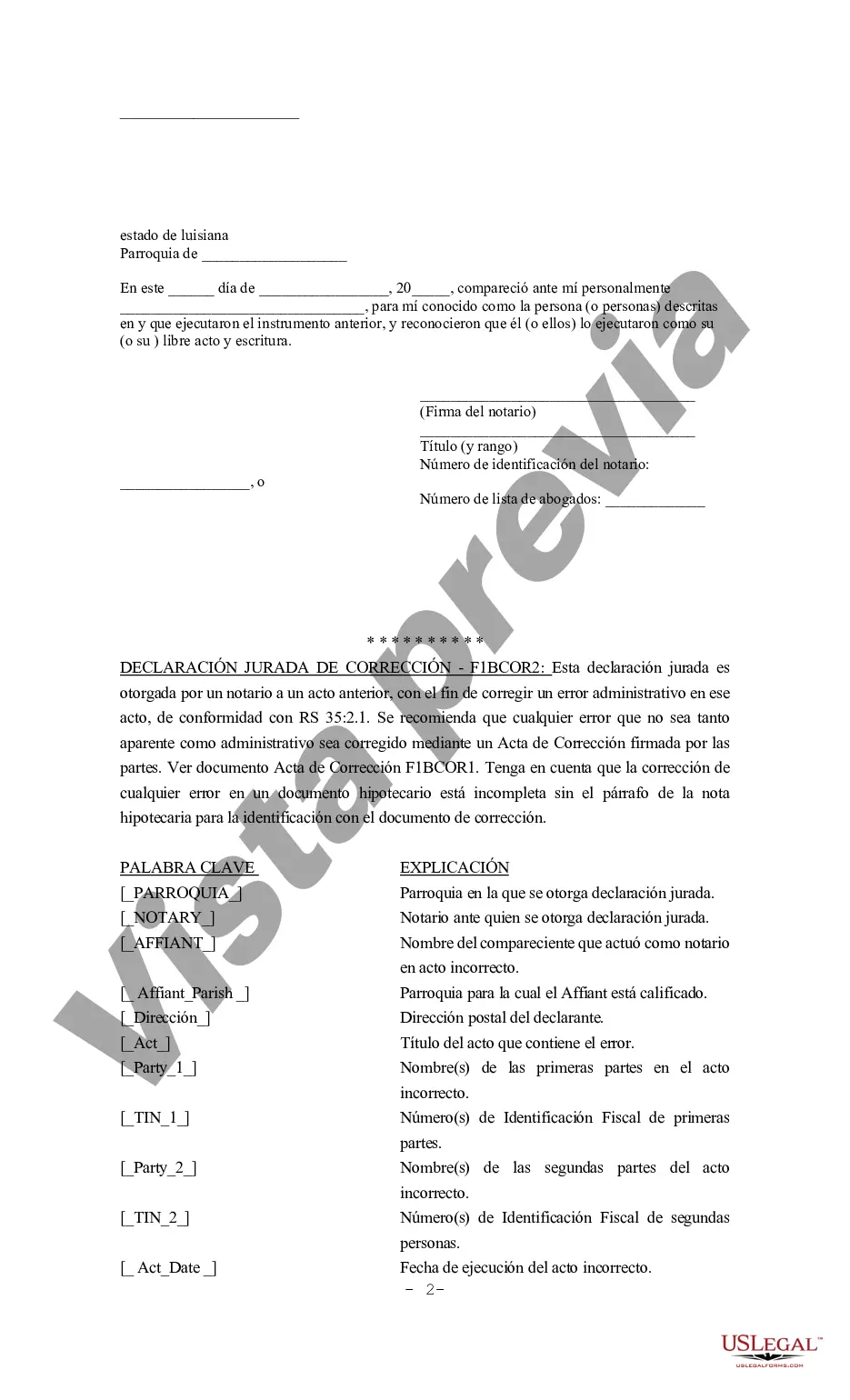 Preview Declaración Jurada de Corrección - Scriveners