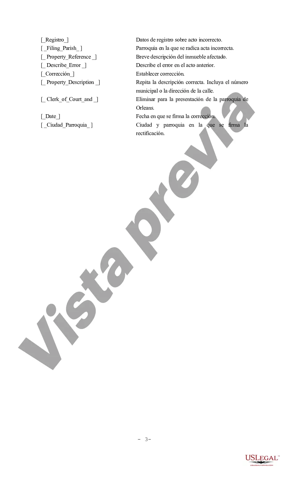 Preview Declaración Jurada de Corrección - Scriveners
