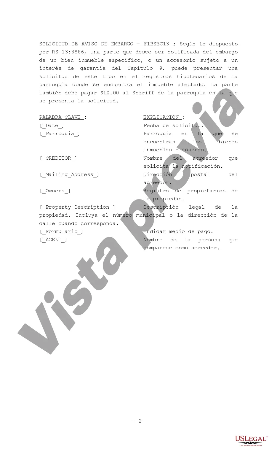 Preview Solicitud de notificación de incautación