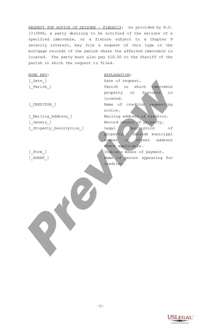 Get Request for Notice of Seizure Preview Request for Notice of Seizure
