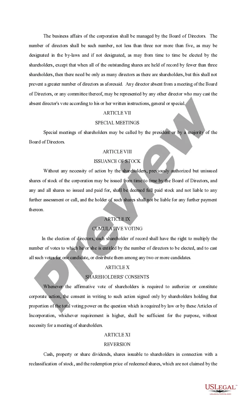 Get Articles of Incorporation with Affidavit of Acceptance and Initial Report Preview Articles of Incorporation with Affidavit of Acceptance and Initial Report