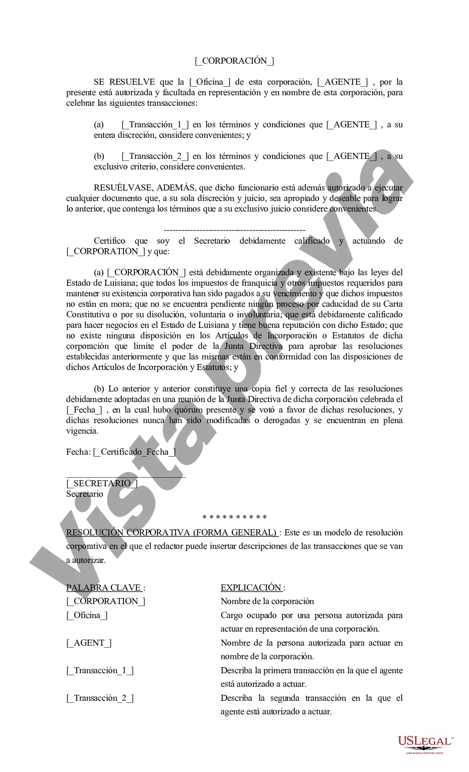 Preview Resolución del Consejo de Administración de una Sociedad