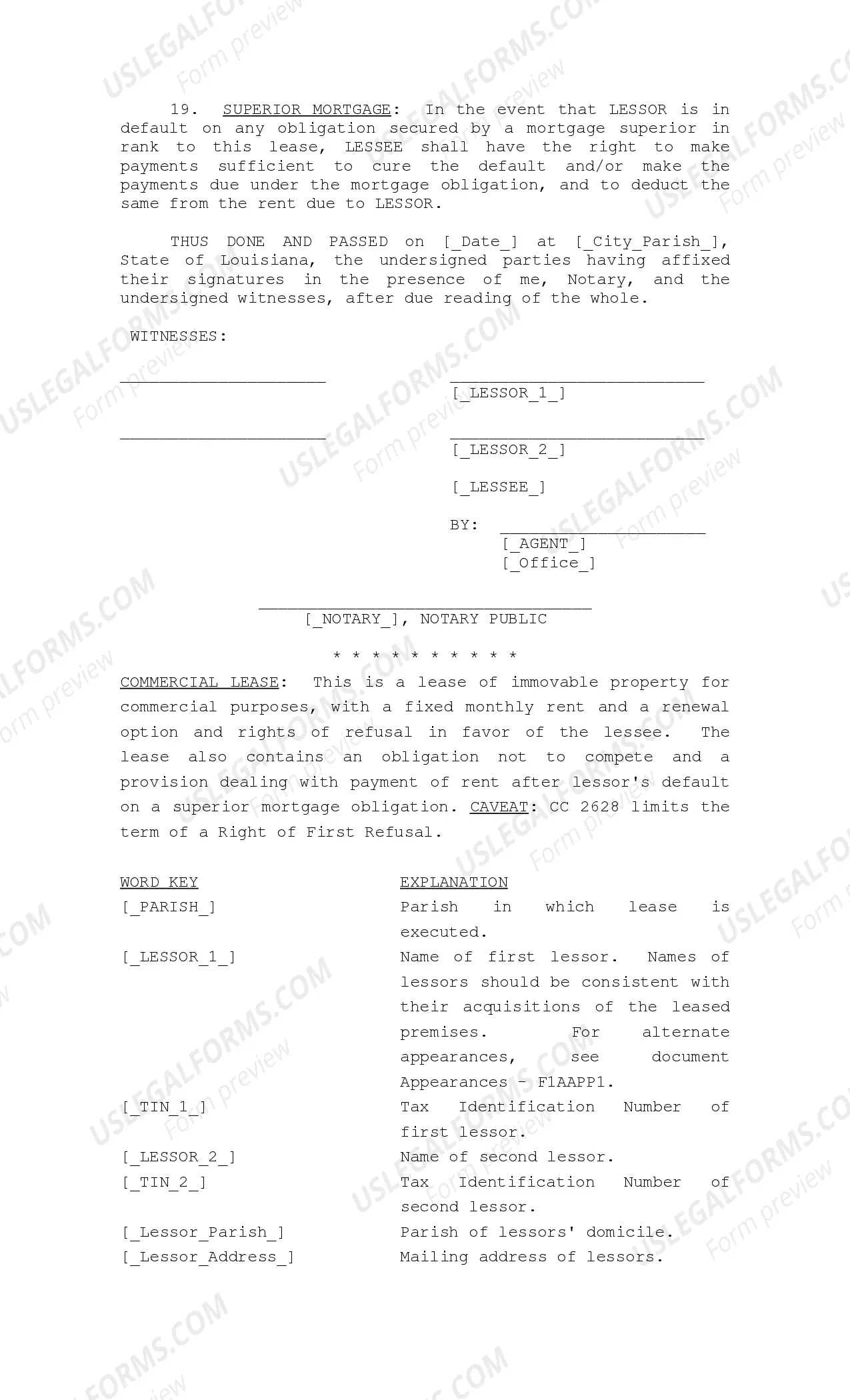 Preview Commercial Lease