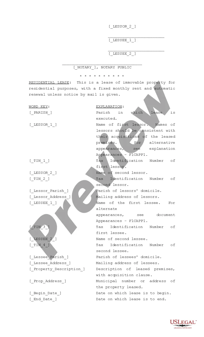 Preview Lease of Residence