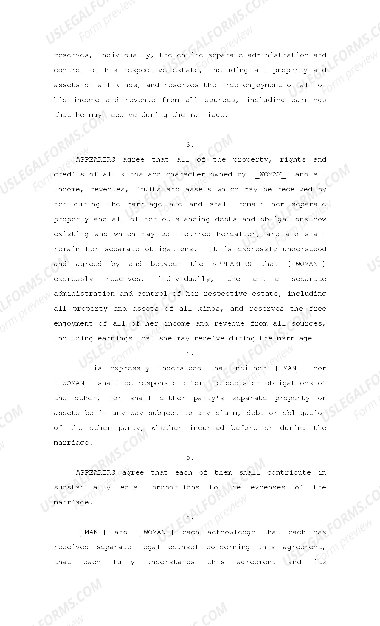 Preview Marriage Contract between Man and Woman