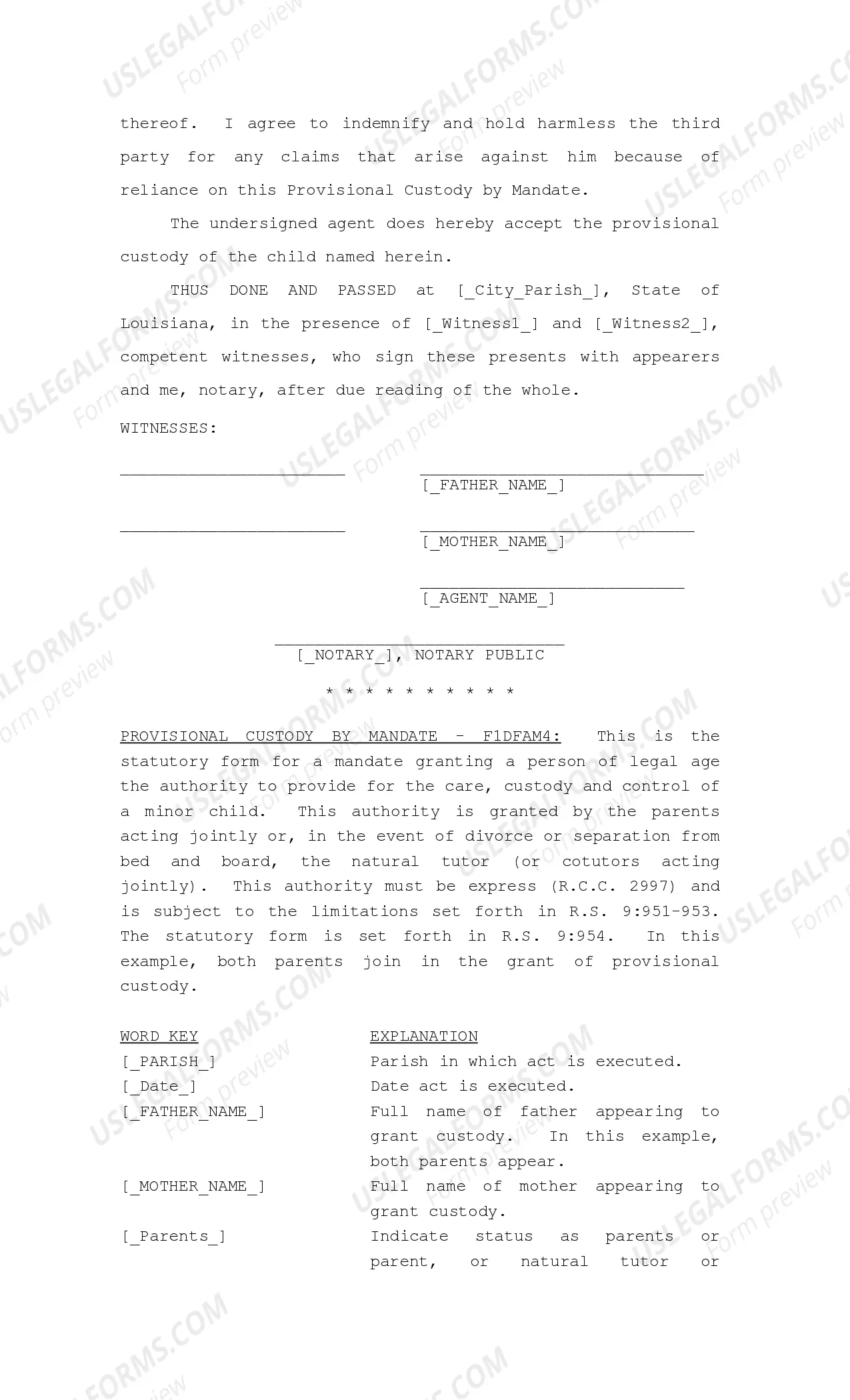 Preview Provisional Custody by Mandate
