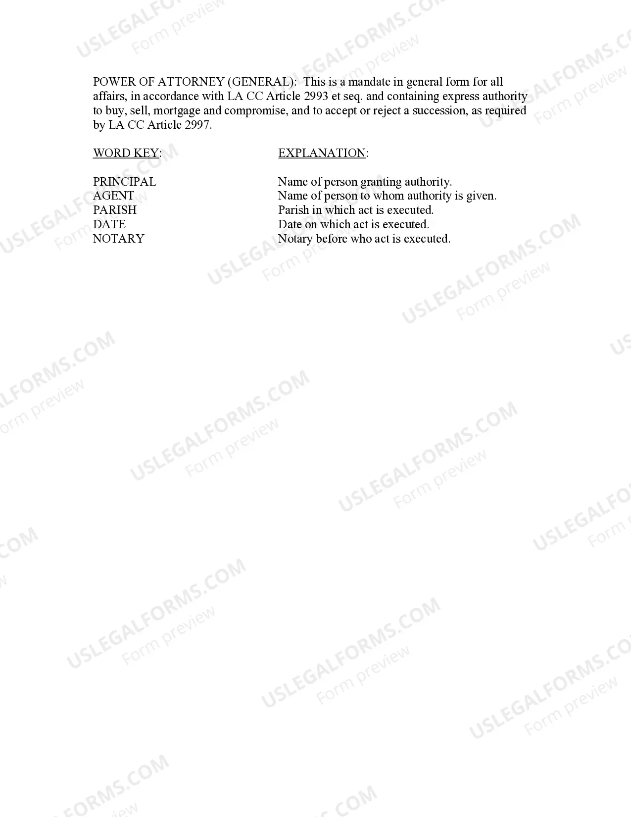 Preview General Power of Attorney