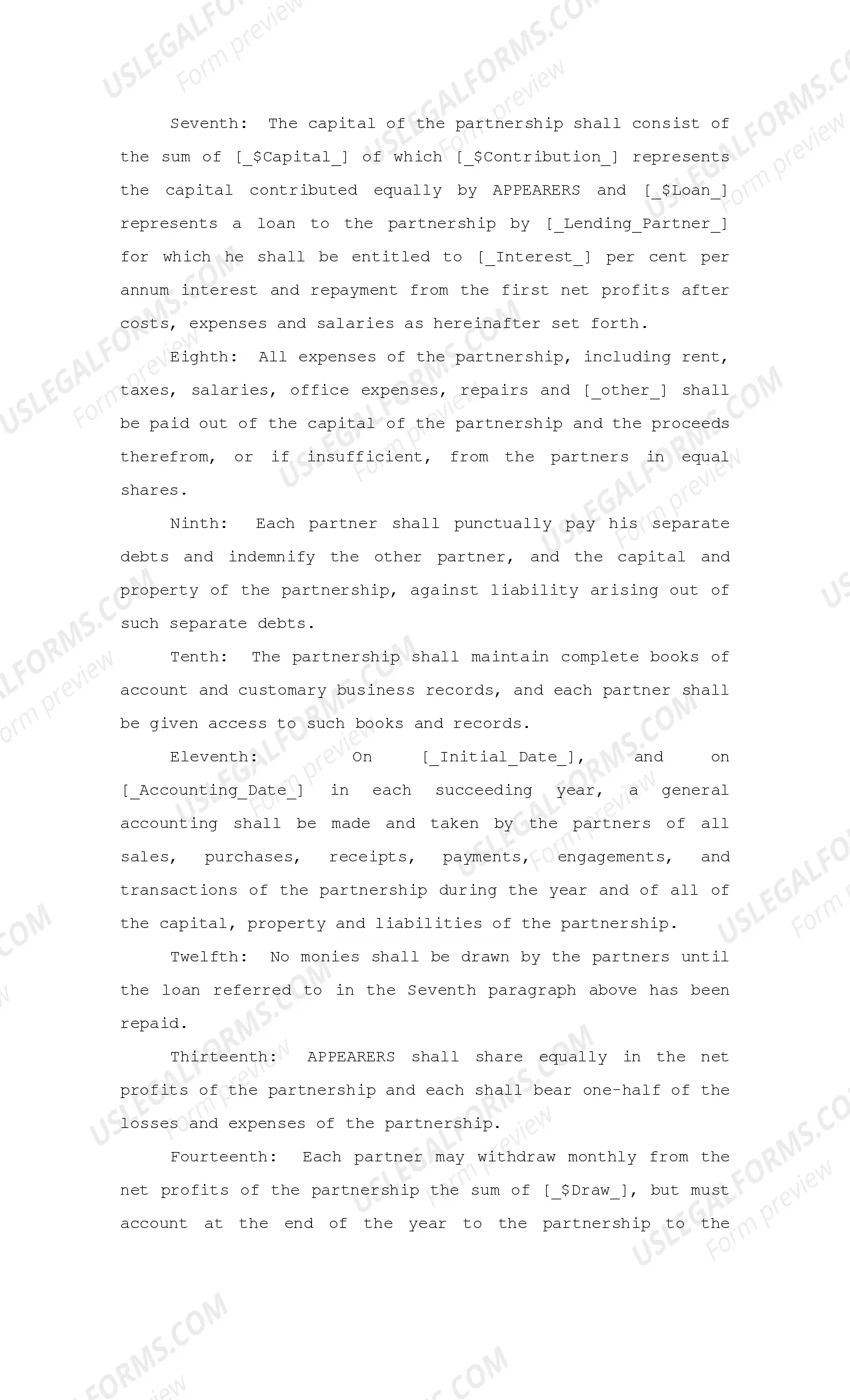 Preview Partnership Agreement between Two Partners