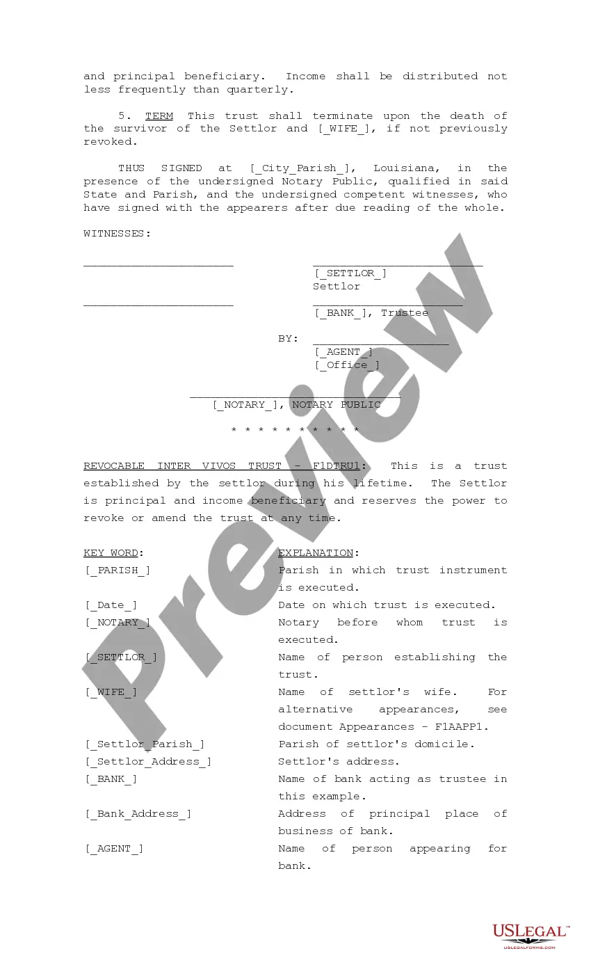 Preview Revocable Inter Vivos Trust