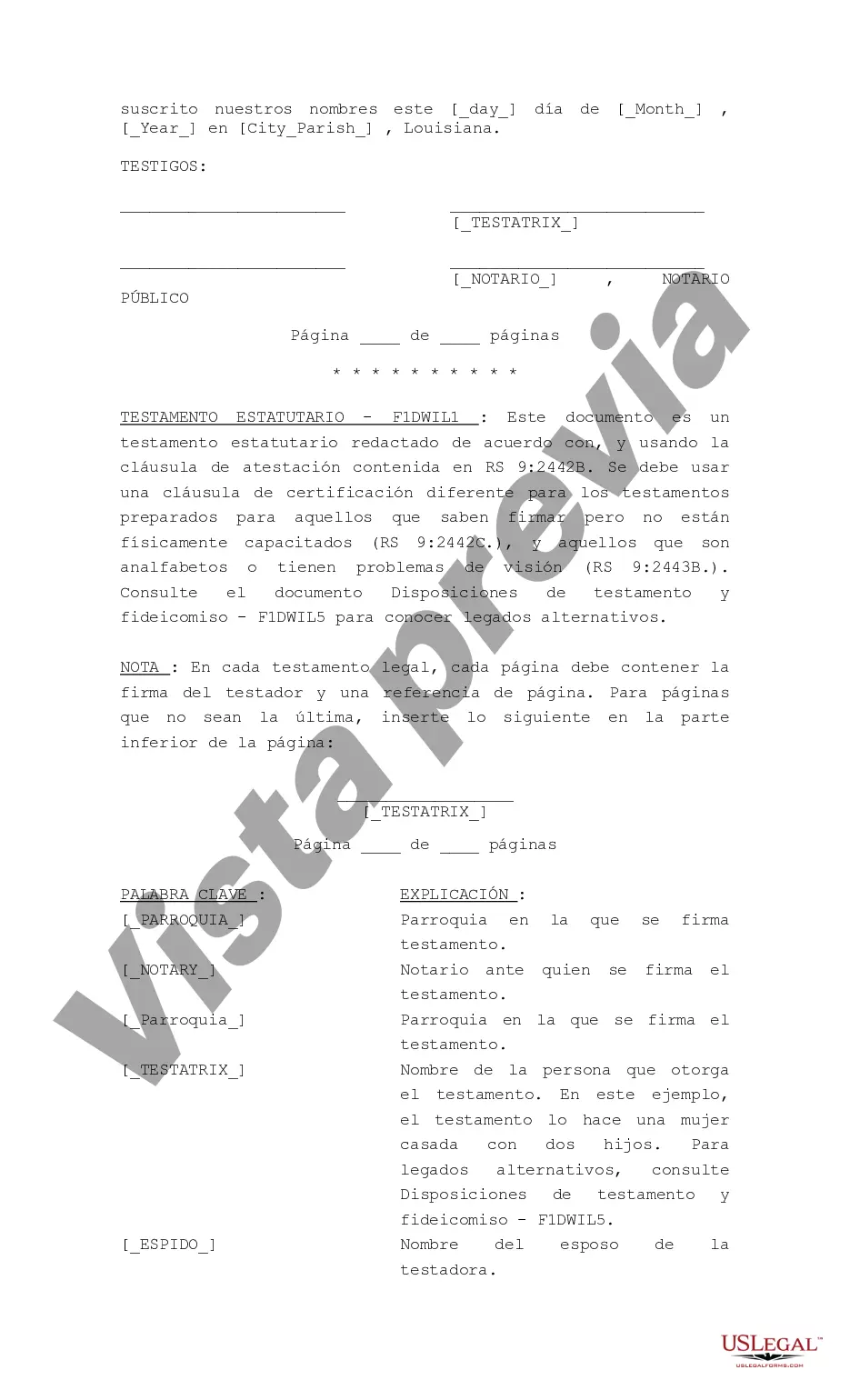Preview Última Voluntad y Testamento, Cónyuge e Hijos