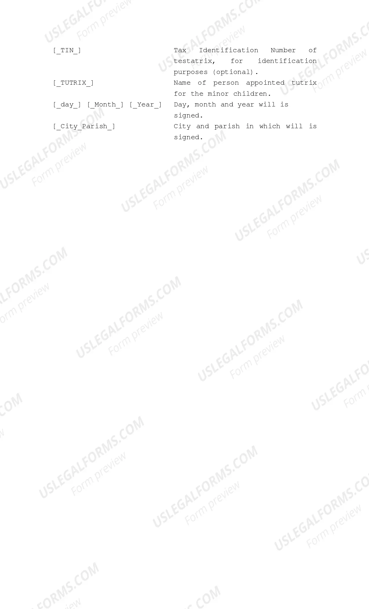 Preview Last Will and Testament, Spouse and Children