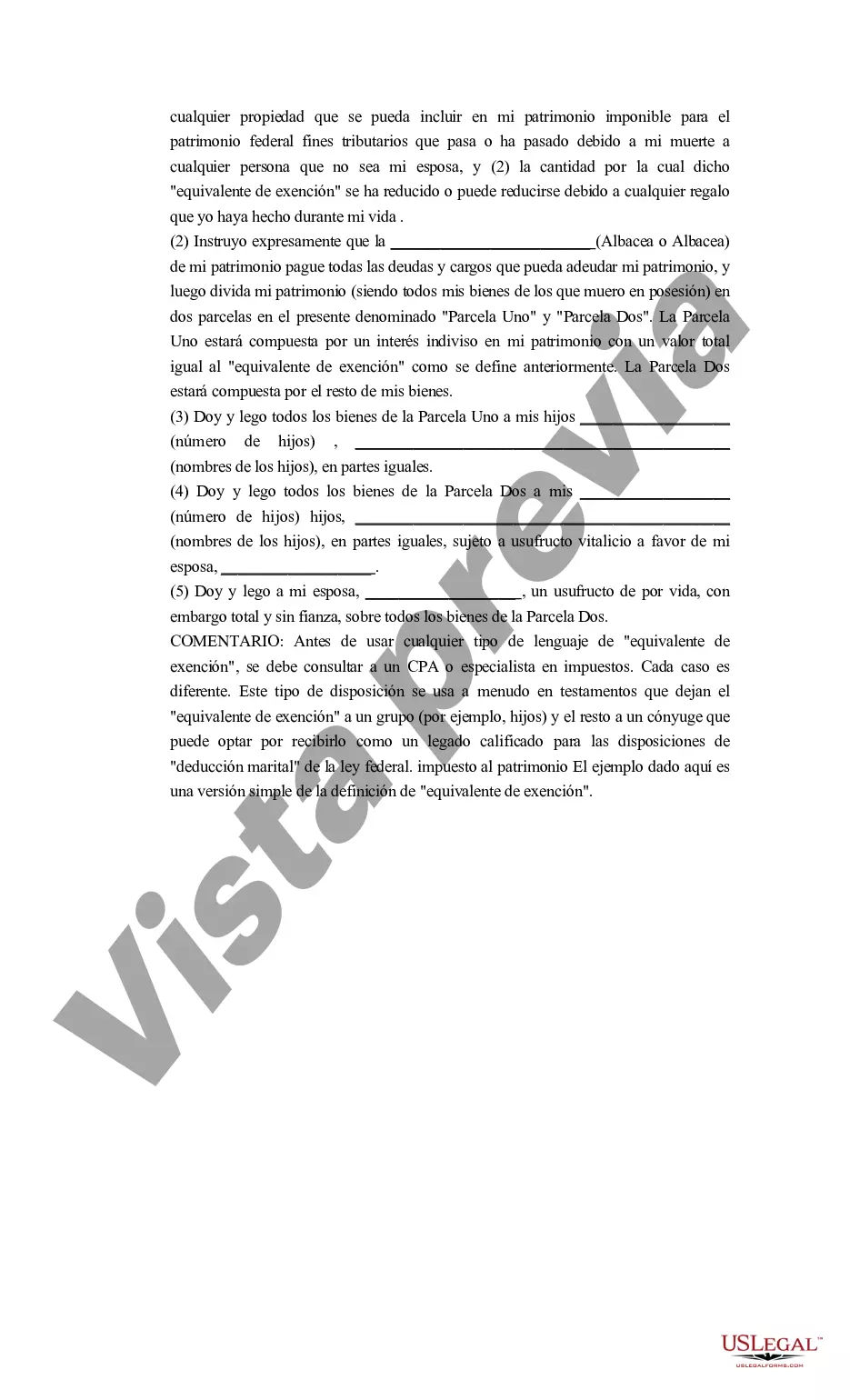 Preview Disposiciones de testamento y fideicomiso