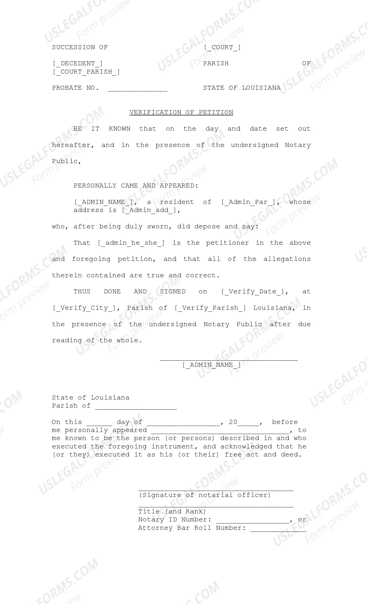 Preview Petition for Appointment of Administrator, Verification of Petition, Order Appointing Administrator, Ordering Inventory and Directing Issuance of Letters