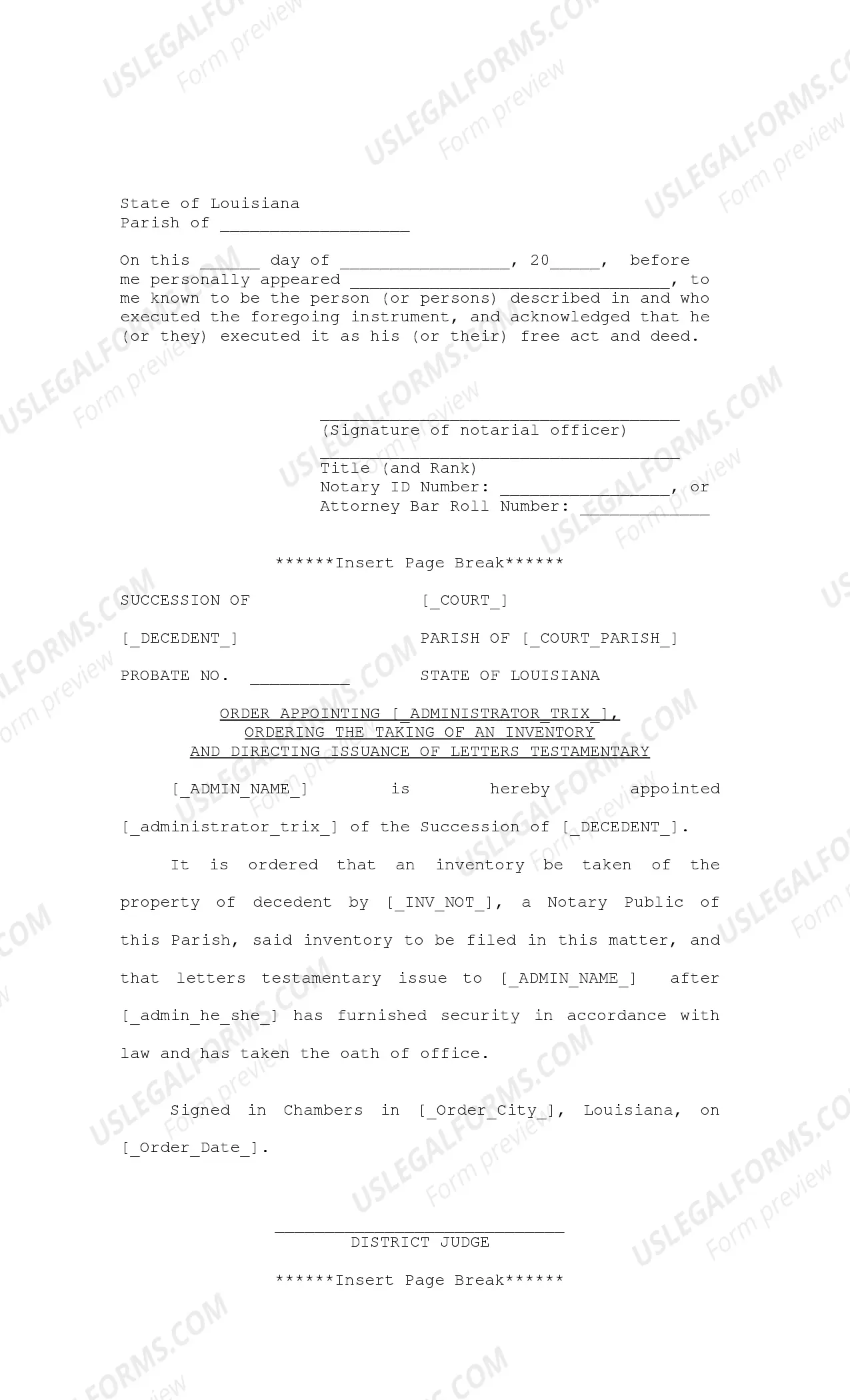 Preview Petition for Appointment of Administrator, Verification of Petition, Order Appointing Administrator, Ordering Inventory and Directing Issuance of Letters