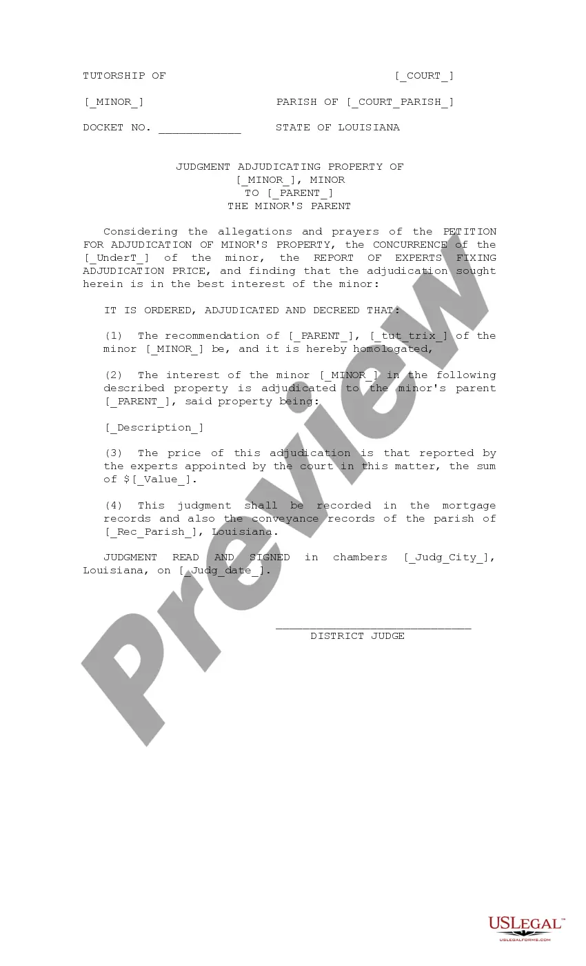 Get Petition for Adjudication of Minor's Property to Parent Preview Petition for Adjudication of Minor's Property to Parent