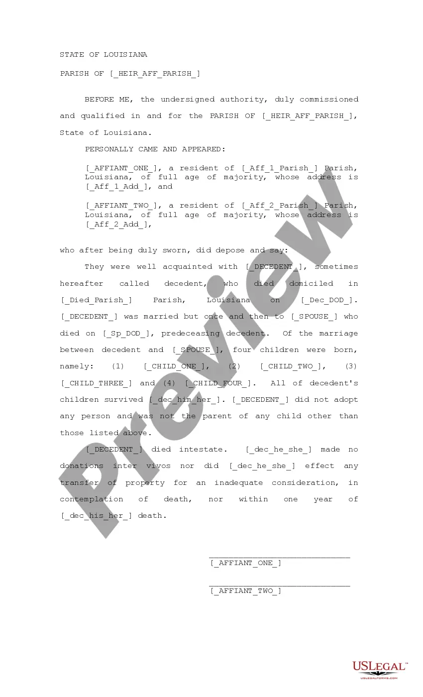 Preview Petition for Possession and Affidavit of Valuation and Detailed Descriptive List, Judgment of Possession