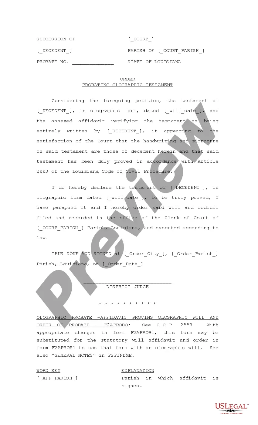 Get Affidavit of Notary and Attesting Witnesses, with Order Probating Olographic Testament Preview Affidavit of Notary and Attesting Witnesses, with Order Probating Olographic Testament