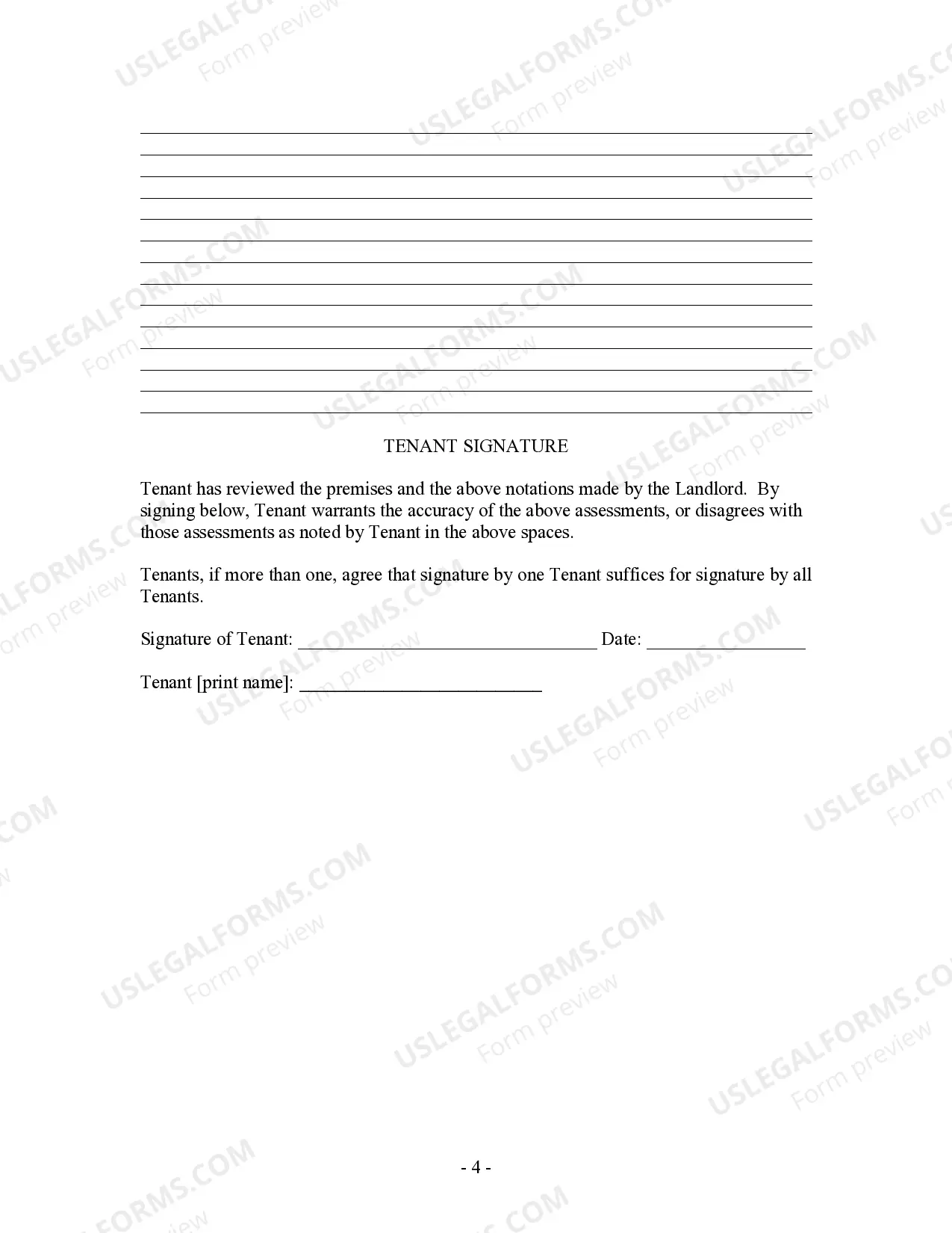 Preview Inventory and Condition of Leased Premises for Pre Lease and Post Lease