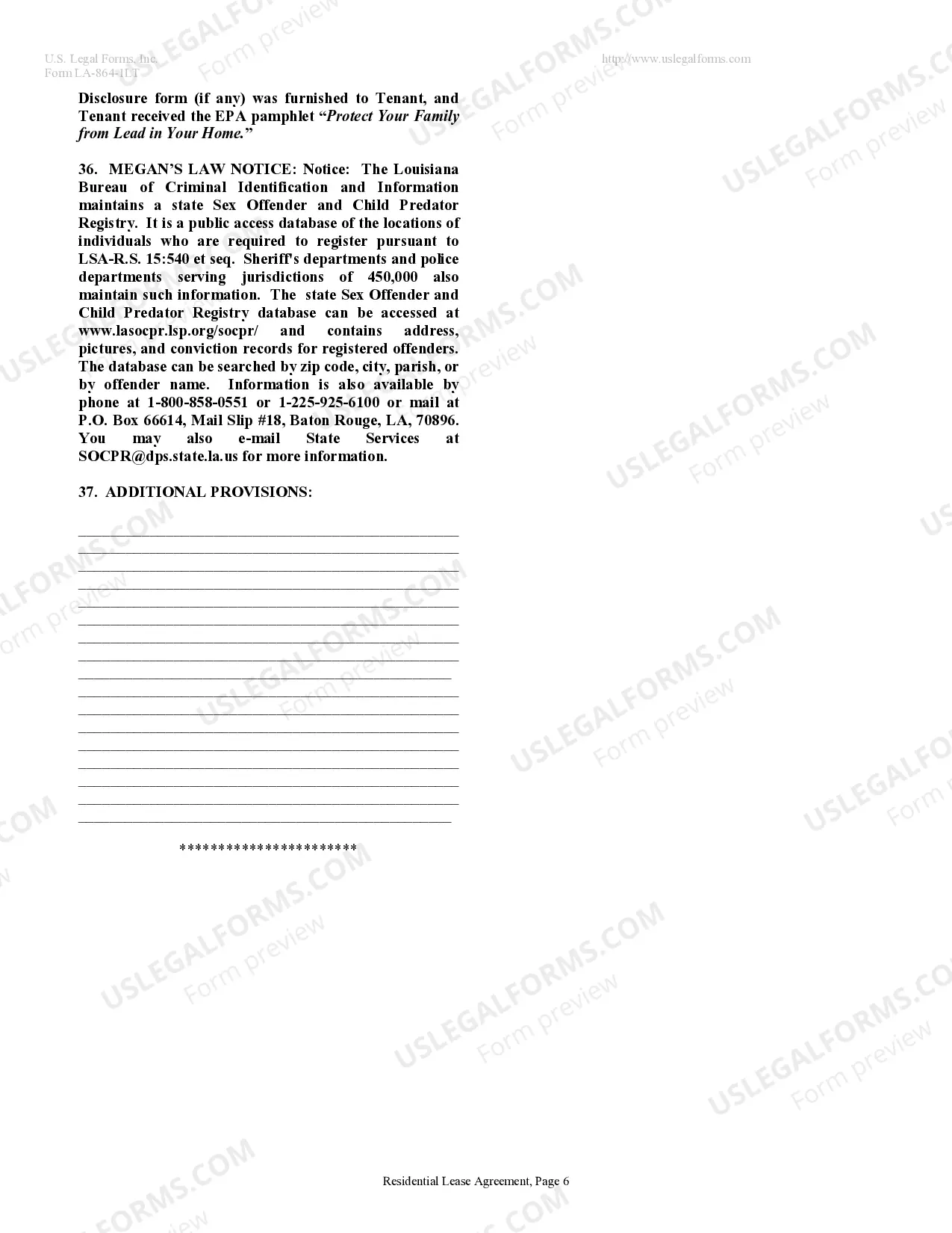 Preview Residential Lease or Rental Agreement for Month to Month