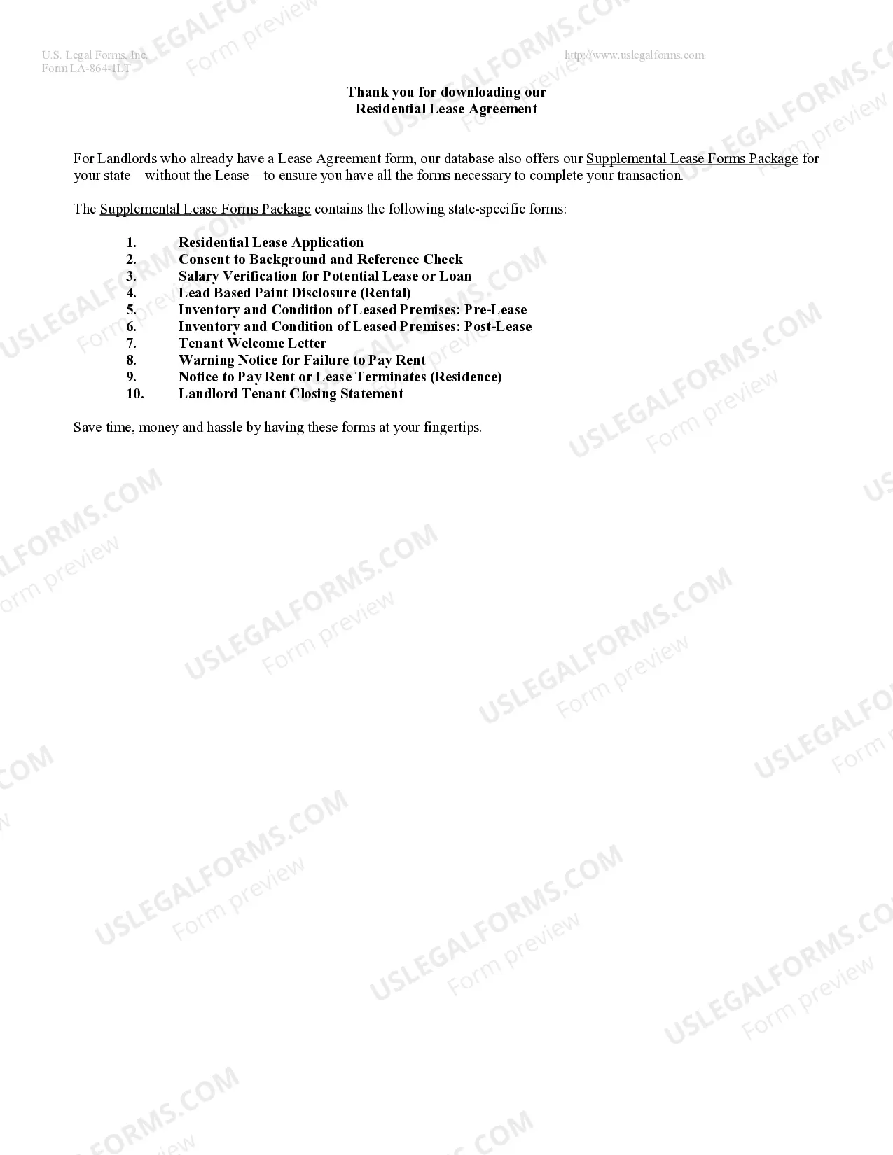 Preview Residential Lease or Rental Agreement for Month to Month