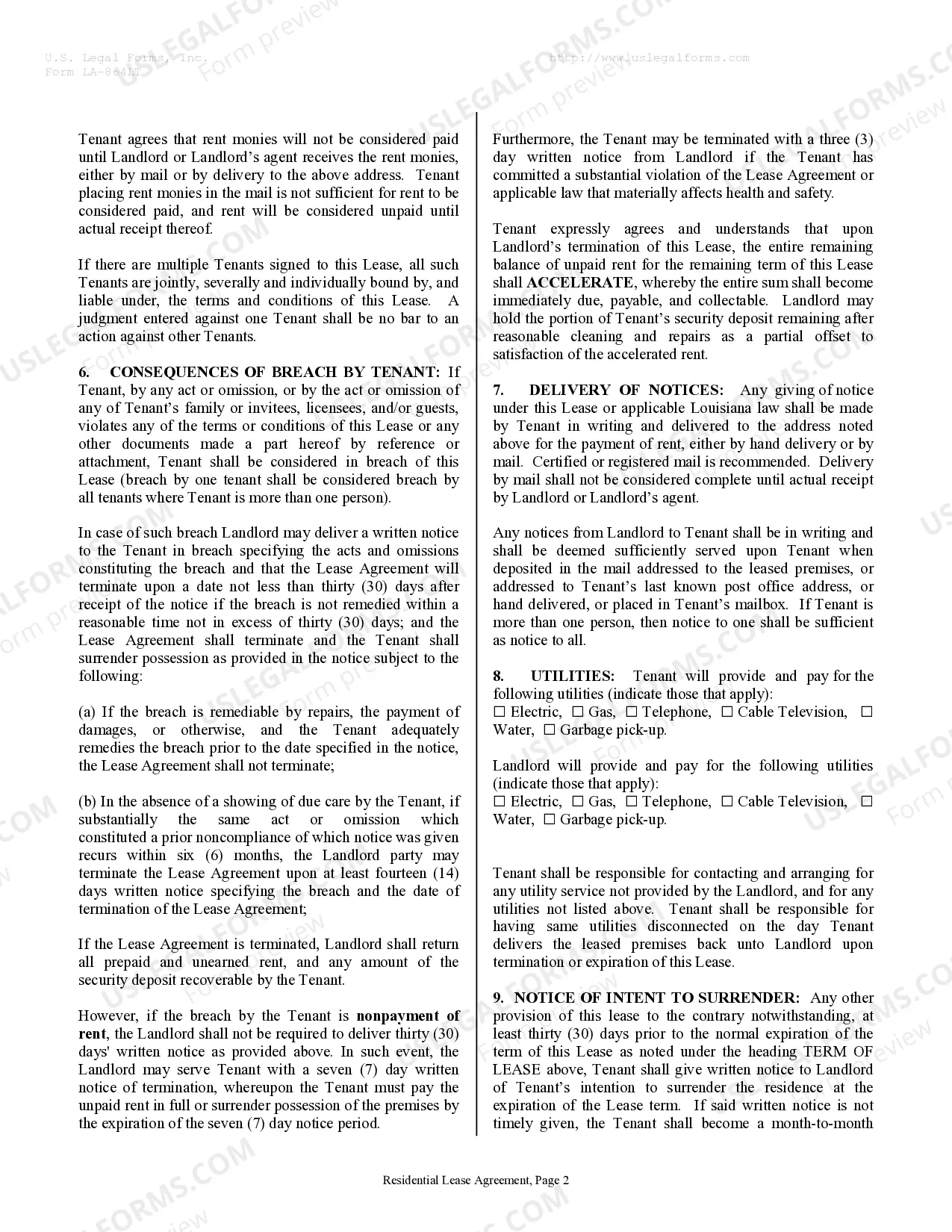 Preview Residential Rental Lease Agreement