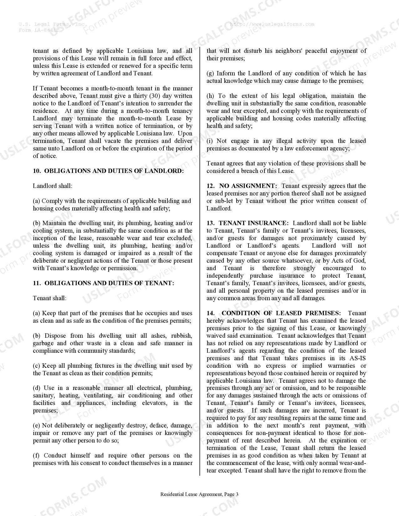 Preview Residential Rental Lease Agreement