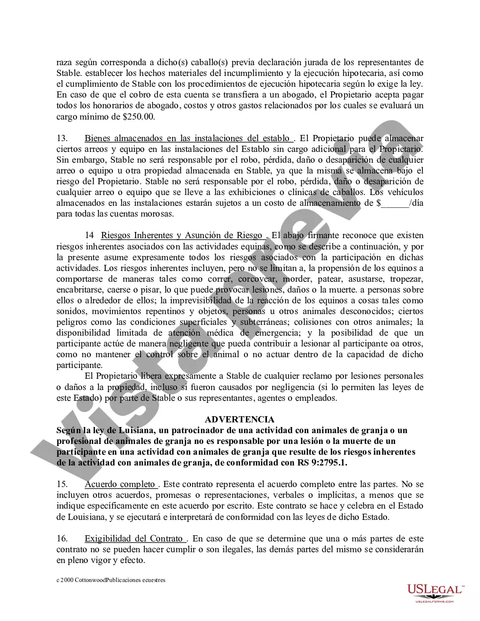 Preview Paquete de formularios equinos de caballos de Luisiana