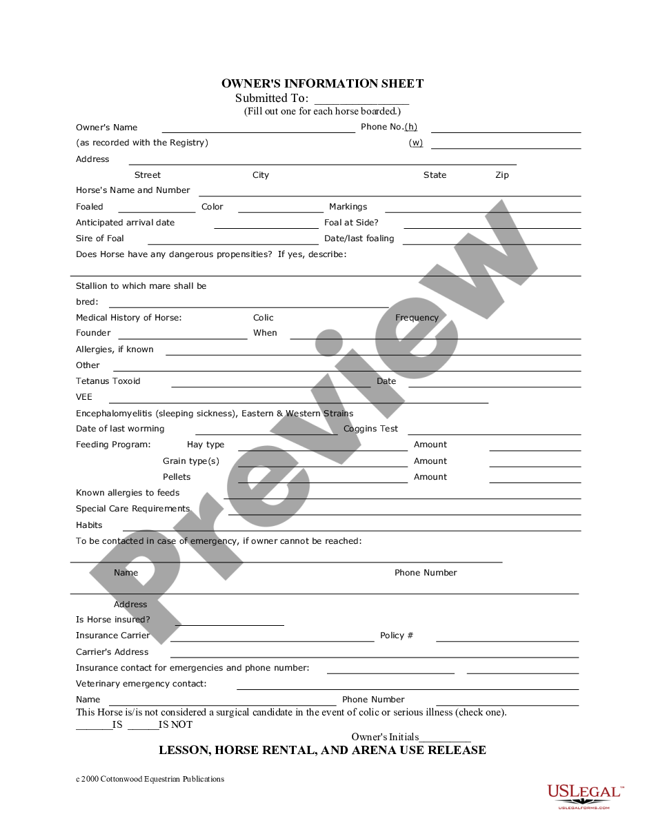 page 8 Louisiana Horse Equine Forms Package preview
