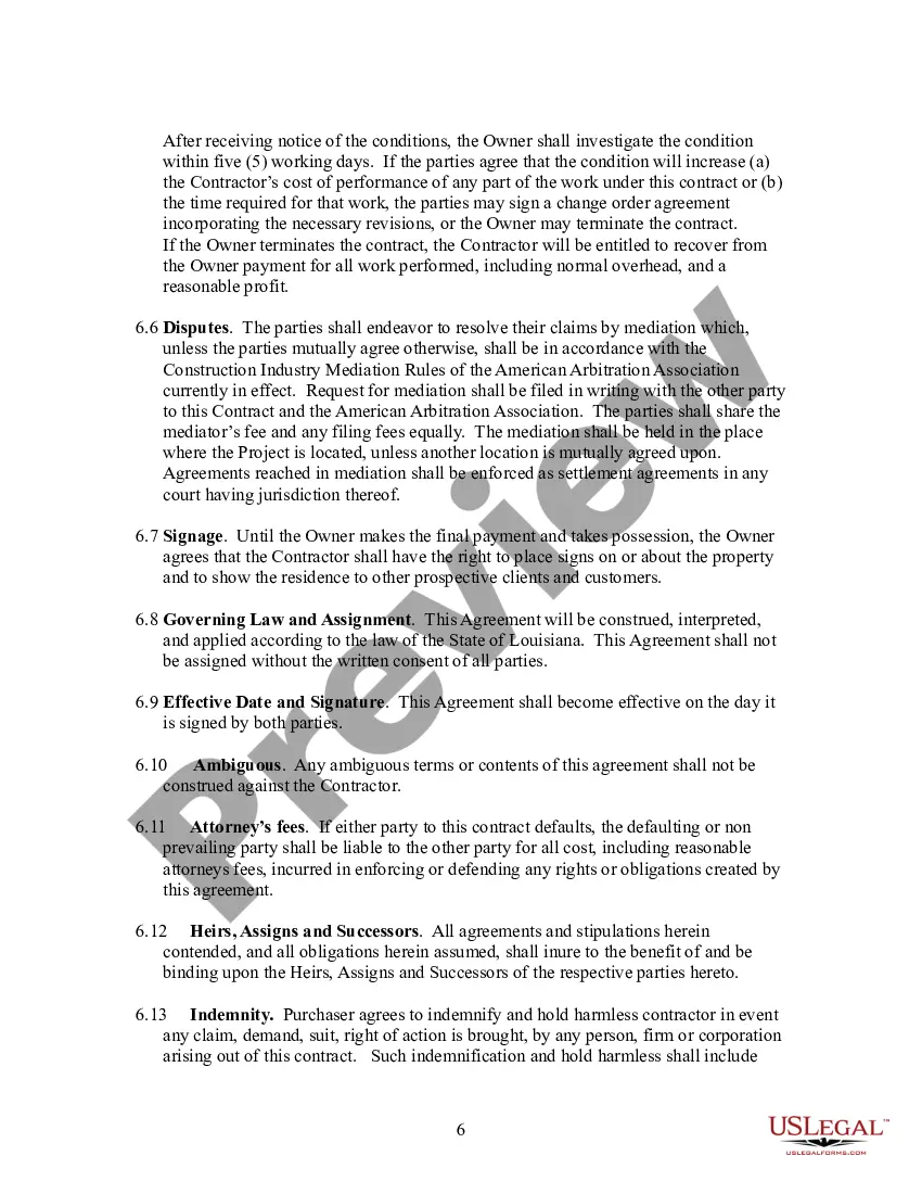 Preview Single-Family Home Building Contract on Owner's Lot