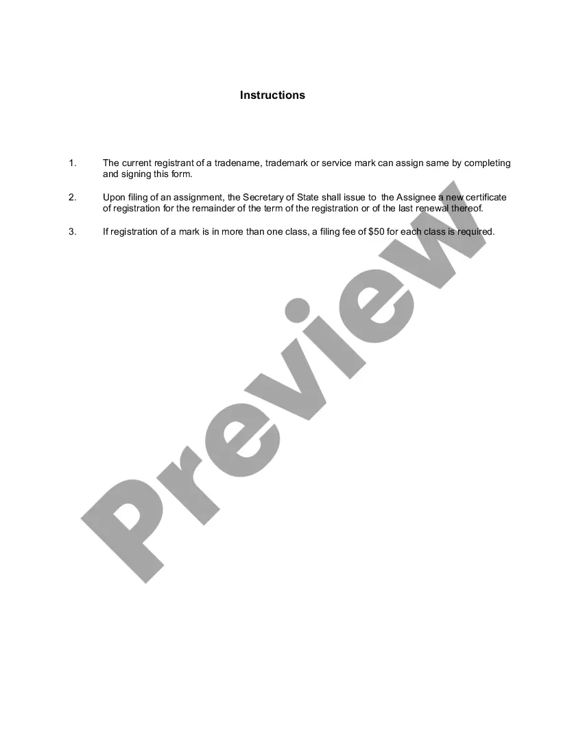 Get Assignment of Trade Name, Trade Mark, or Service Mark Preview Assignment of Trade Name, Trade Mark, or Service Mark