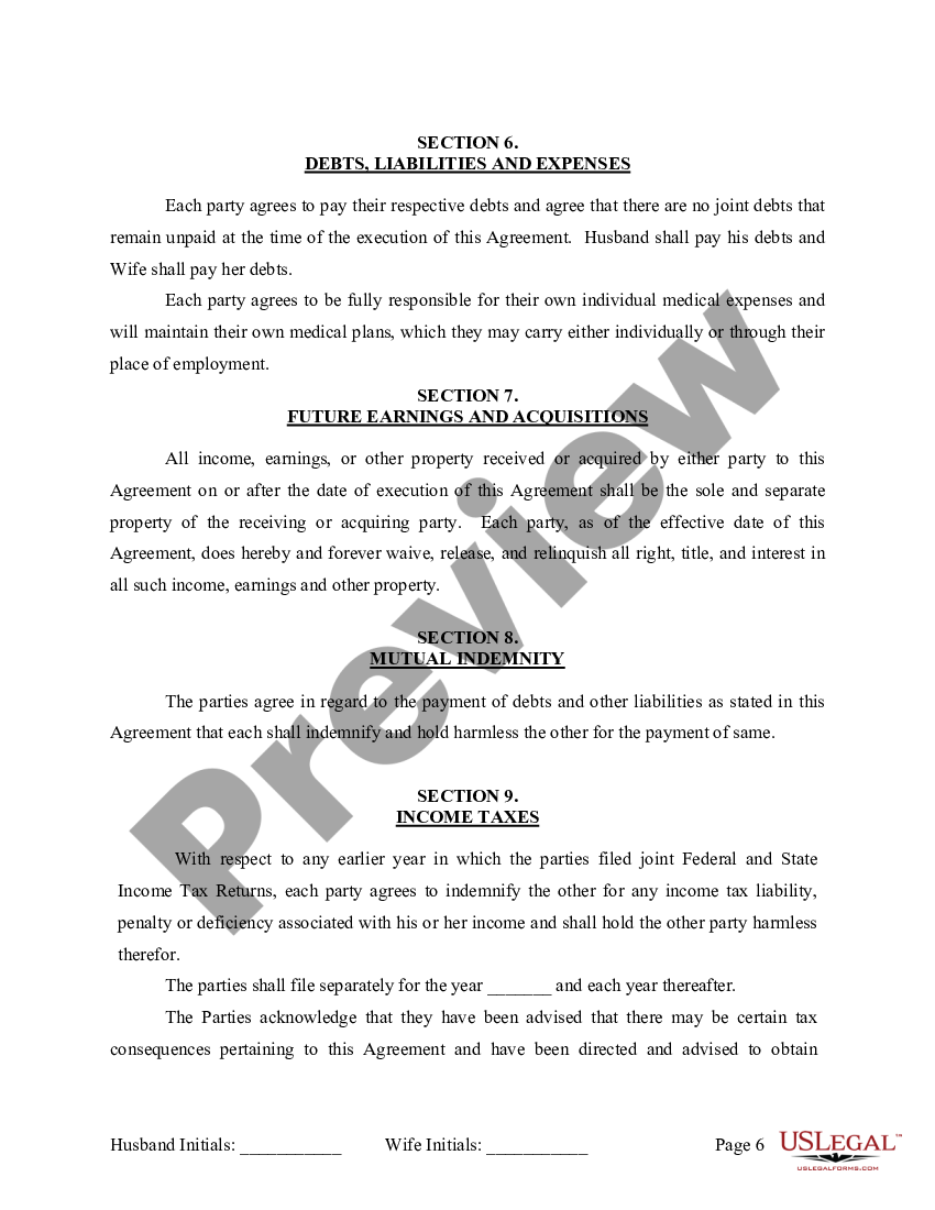 Louisiana Marital Domestic Separation And Property Settlement Agreement For Persons With No 6056