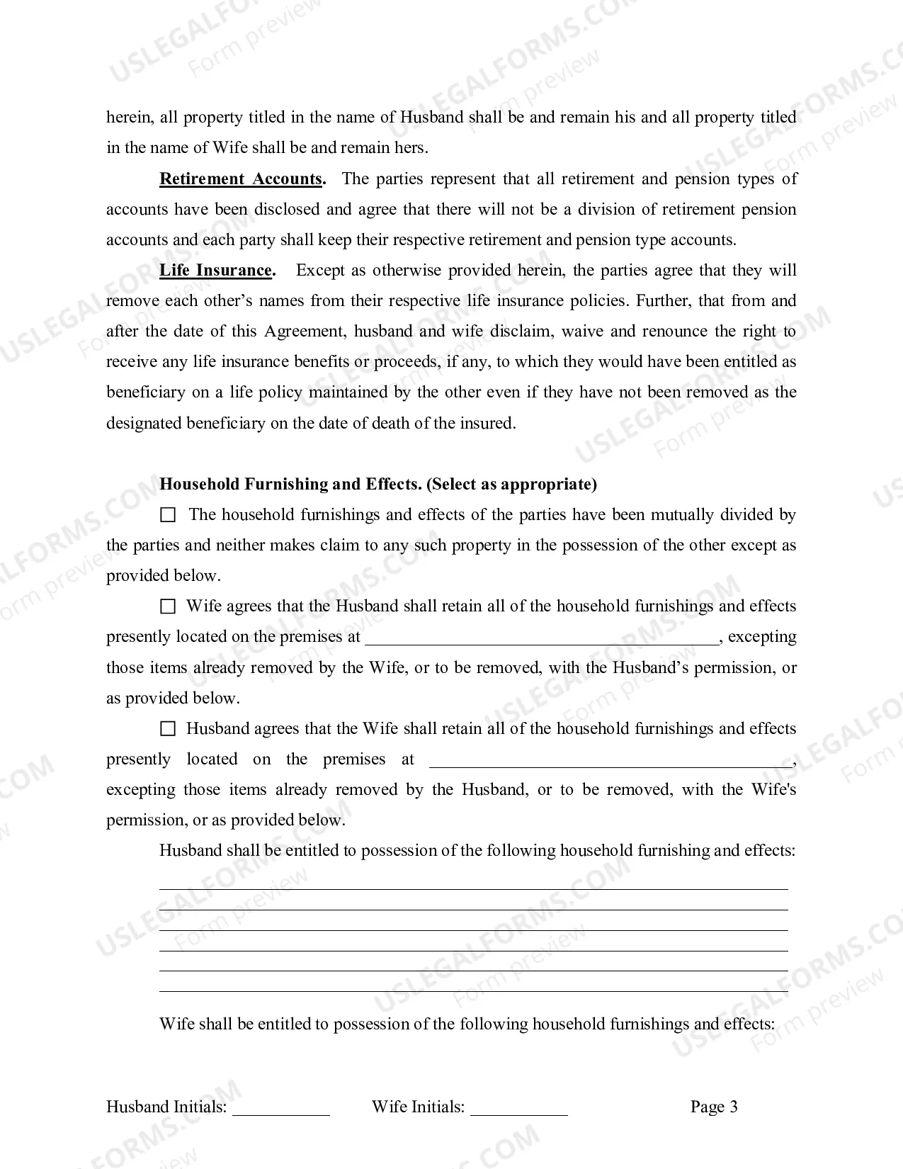 Preview Marital Domestic Separation and Property Settlement Agreement Minor Children no Joint Property or Debts effective Immediately