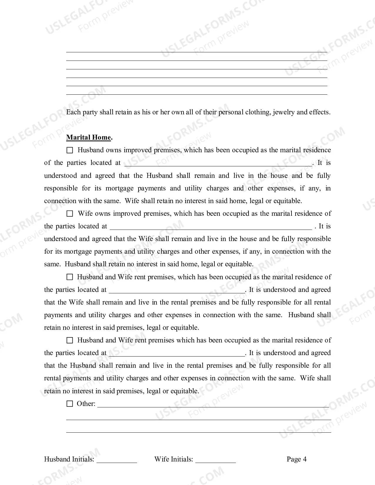Preview Marital Domestic Separation and Property Settlement Agreement Minor Children no Joint Property or Debts effective Immediately