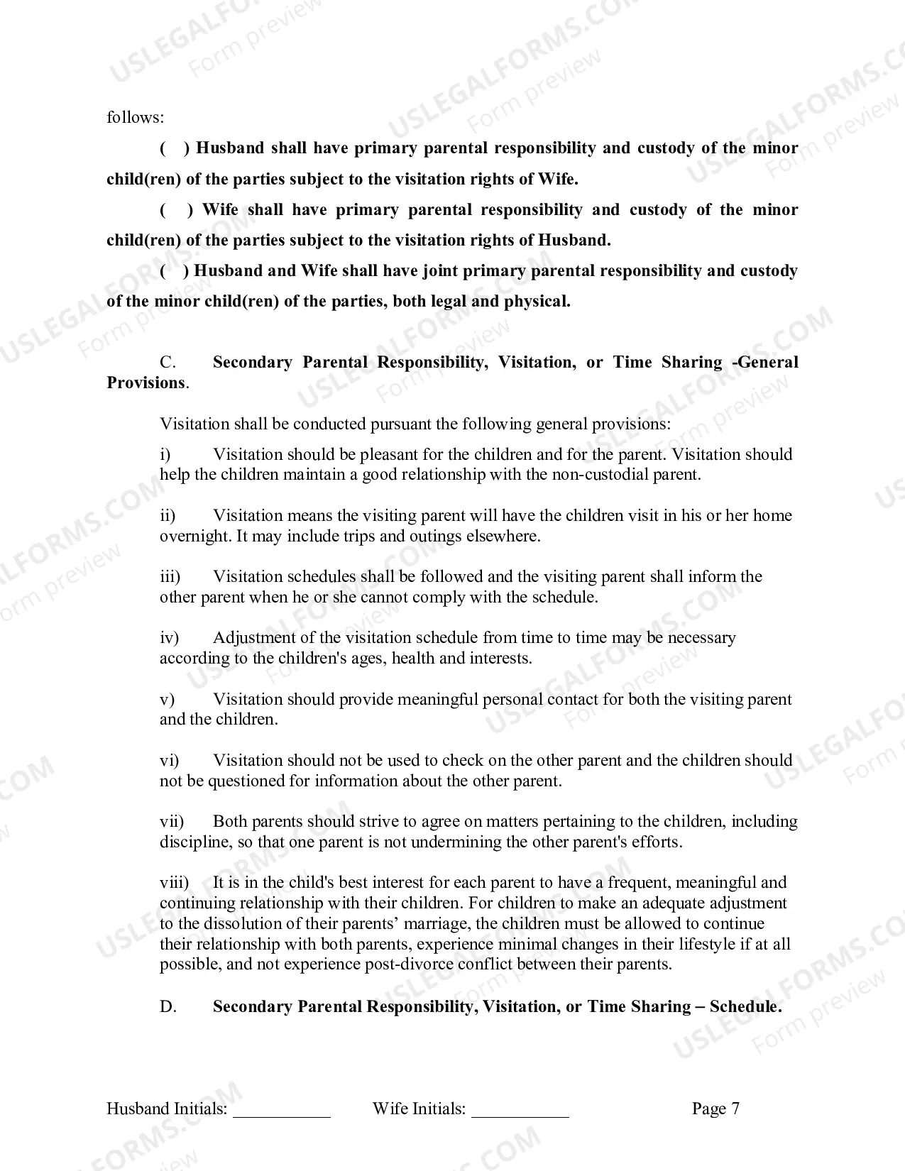 Preview Marital Domestic Separation and Property Settlement Agreement Minor Children no Joint Property or Debts effective Immediately