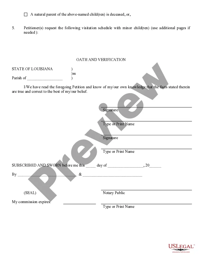 Preview Louisiana Petition for Visitation Rights of Grandparents