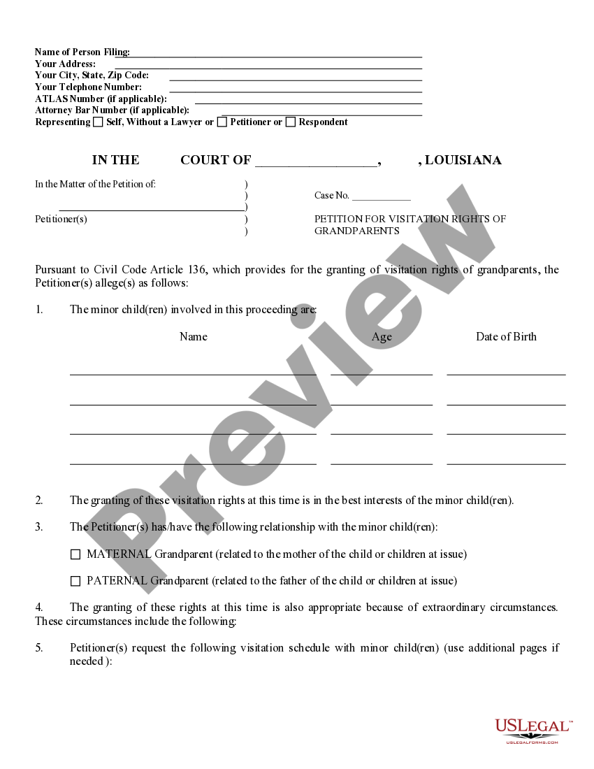 Grandparent Rights For Visitation US Legal Forms