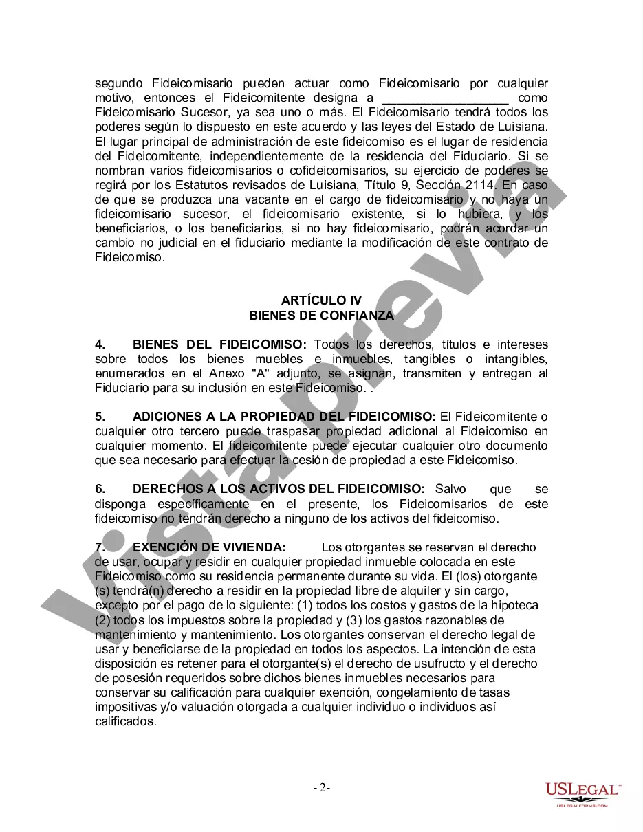 Preview Fideicomiso en vida para esposo y esposa sin hijos