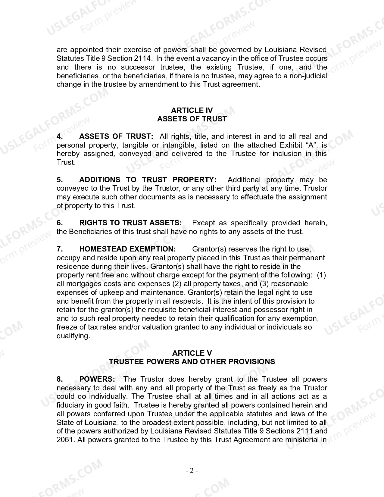 Preview Revocable Living Trust for Husband and Wife with No Children