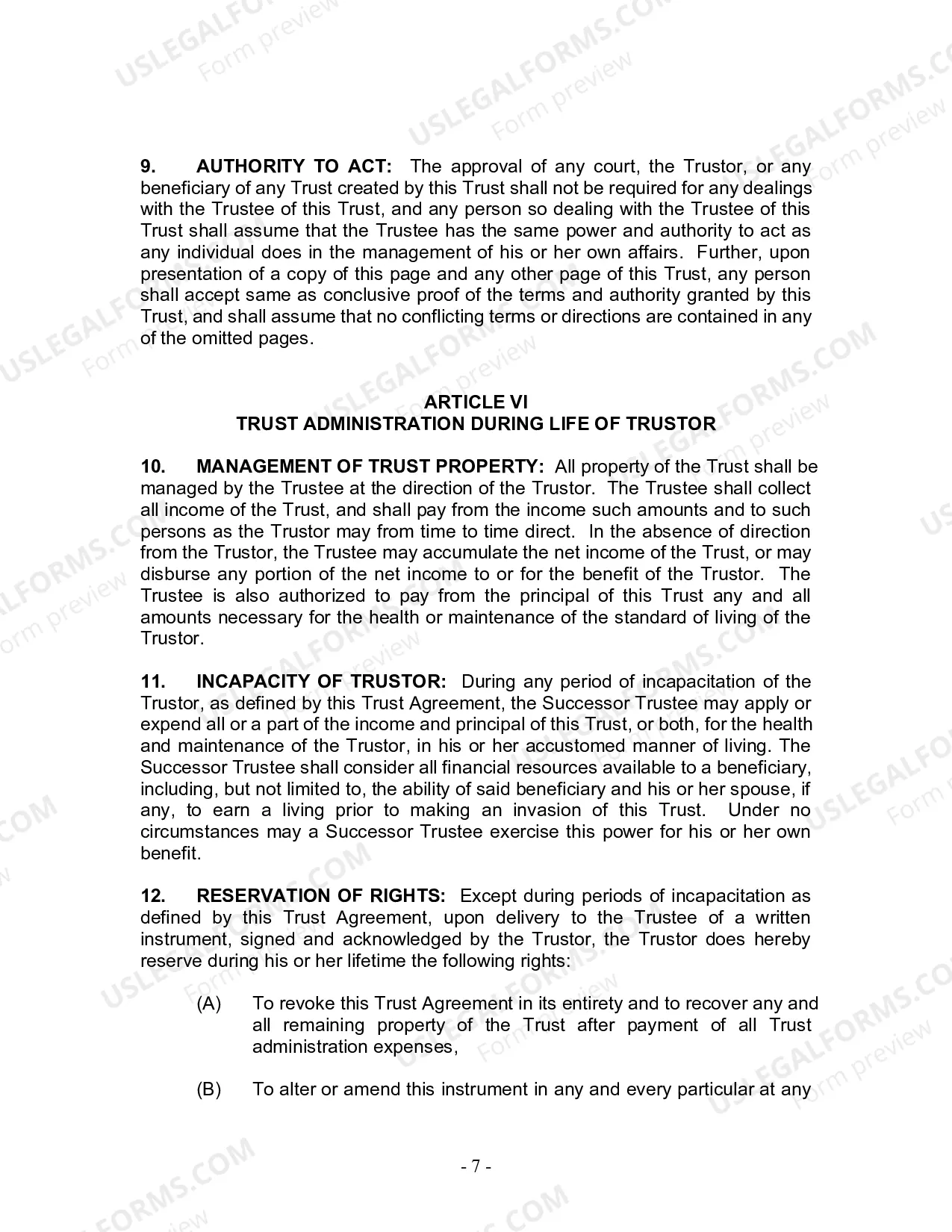 Preview Revocable Living Trust for Husband and Wife with No Children